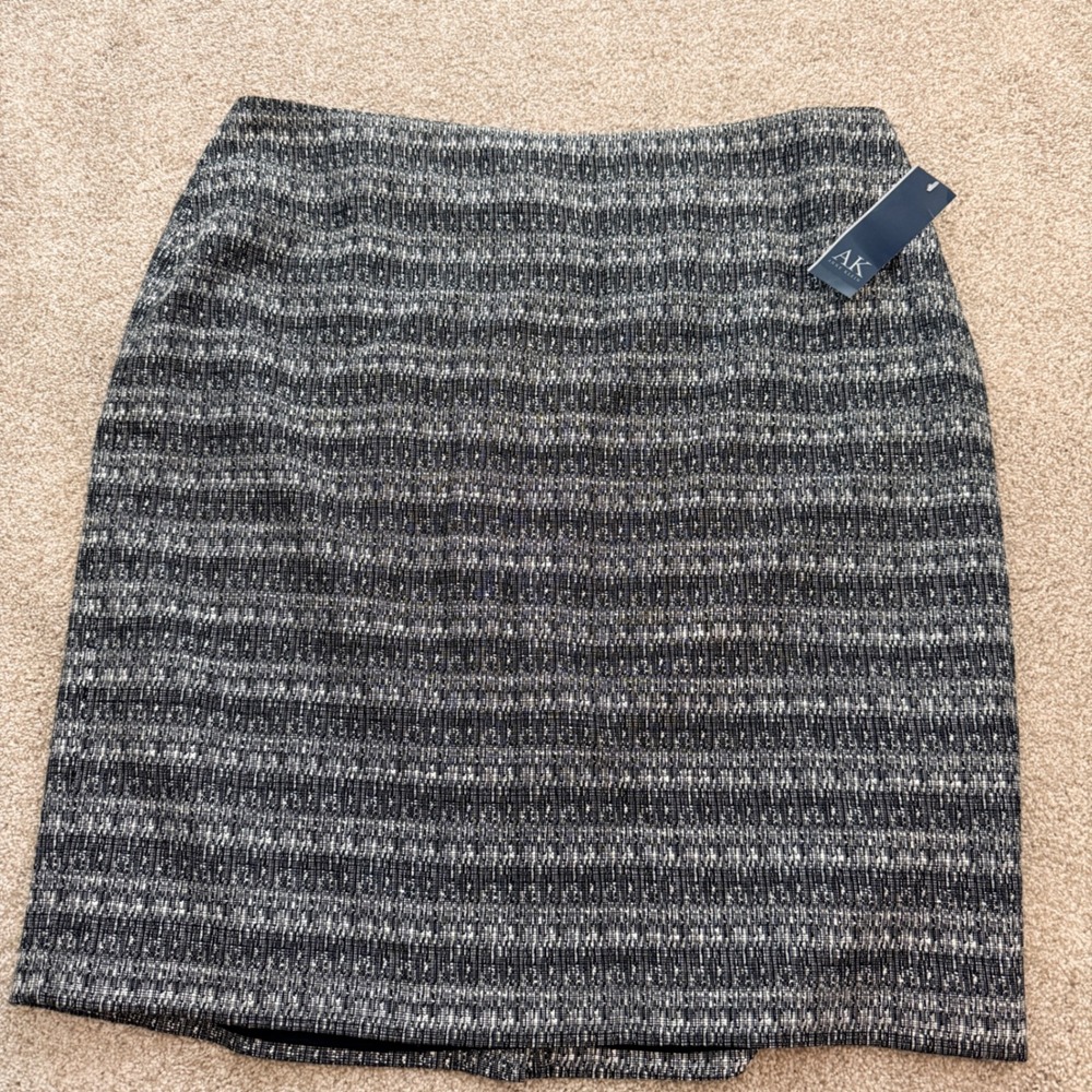 Anne Klein Pencil Skirt Womens 18W Black White Tweed Tuileries NEW MSRP $95
